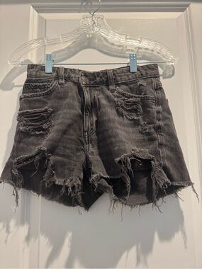 American Eagle Outfitters Black Distressed Denim Shorts size 00